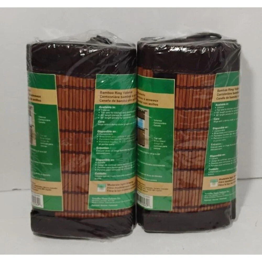 Versailles Naturel Bamboo Ring Valance 48X12 Set of 2 - NEW SEALED
